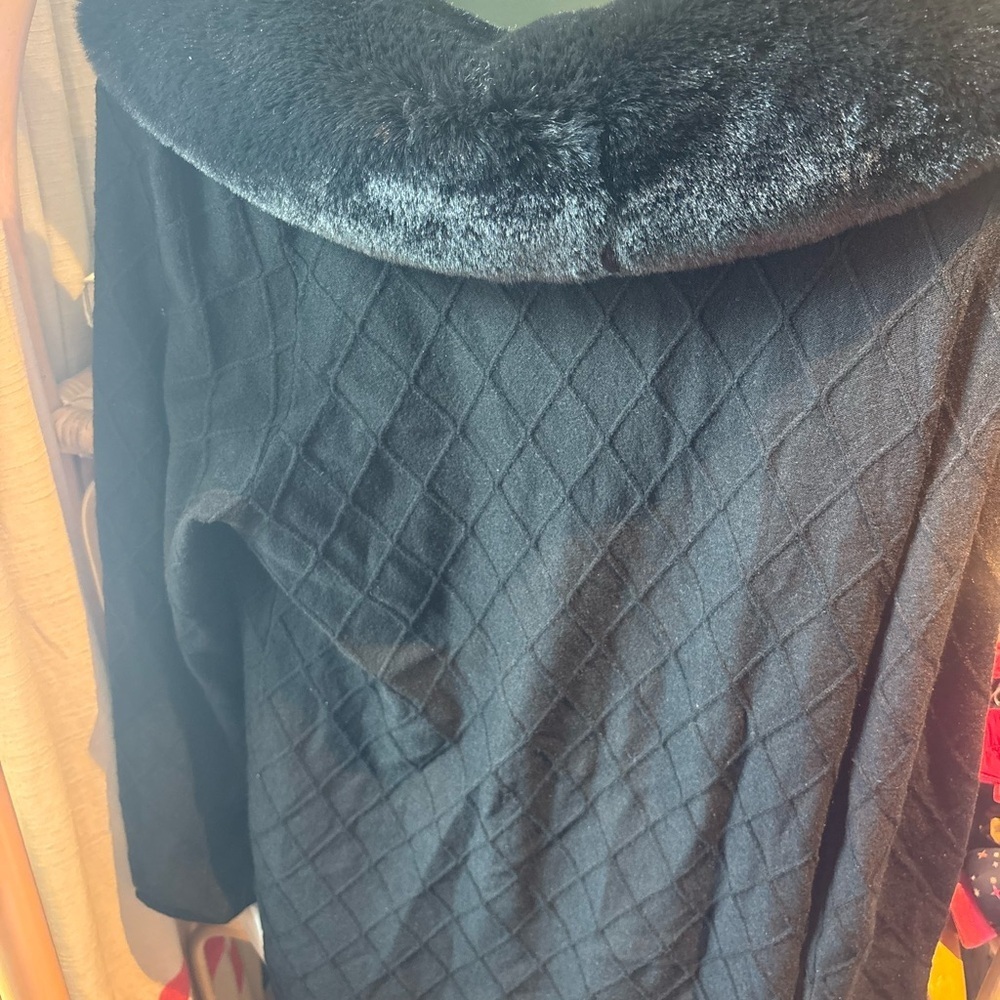 Soft Surroundings Secreta Zip Up Sweater Faux Fur Collar - Picture 4 of 4